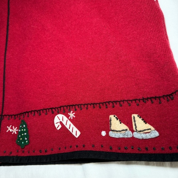 Woolrich Sweater Vest Women's XL Ruby Red Lambswool Full Zip Holiday Winter Felt - Picture 2 of 8